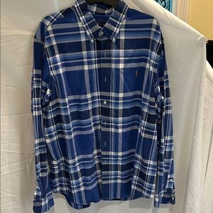 Polo by Ralph Lauren Men's Navy and White Checkered Shirt
